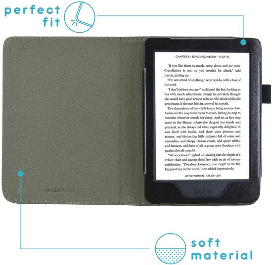 Hoesje geschikt voor Kobo Nia - iMoshion Vegan Leather Bookcase -Zwart van iMoshion — afbeelding 2