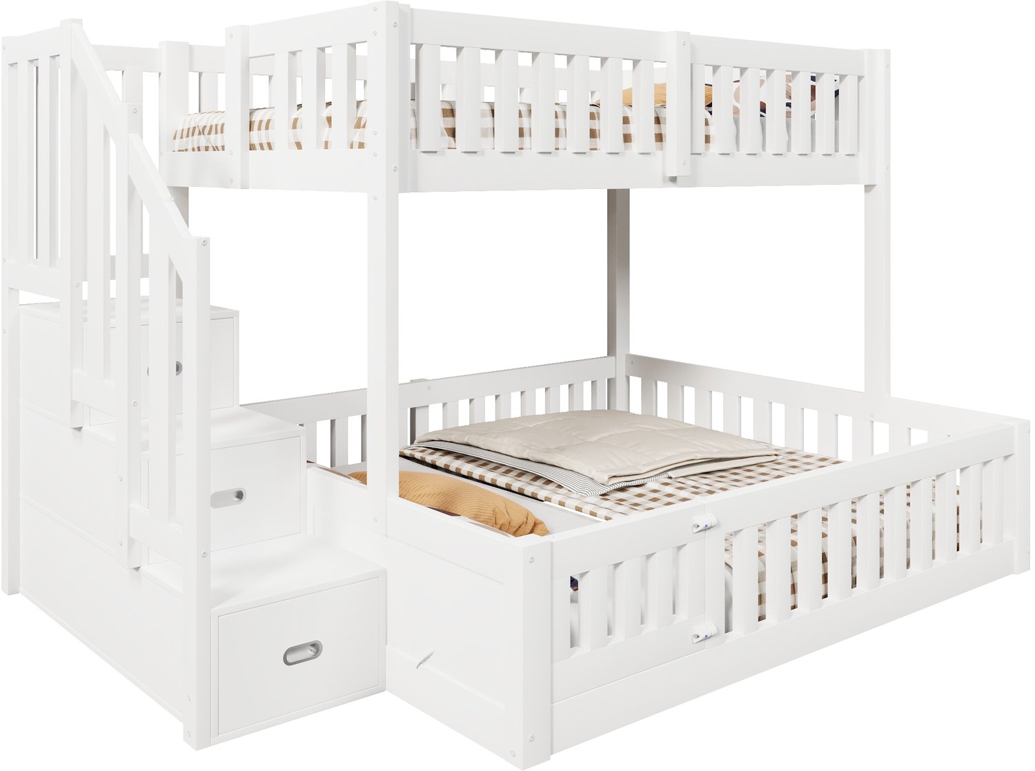 Merax Stapelbed 90x200 cm - trap met opbergruimte - wit