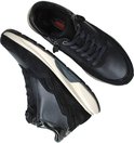 Bovenaanzicht van donkerblauwe Gabor Rollingsoft veterboots met ritsdetail en veters.