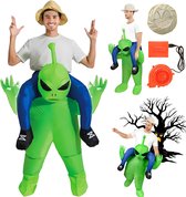Opblaas Kostuum Alien - Opblaasbaar Pak - Alienpak Mascotte Opblaaspak - Opblaasbaar Buitenaards Kostuum - 155-190 cm - Ingebouwde Ventilator - Lichtgewicht & Scheurvast - Voor Halloween & Carnaval & Themafeesten