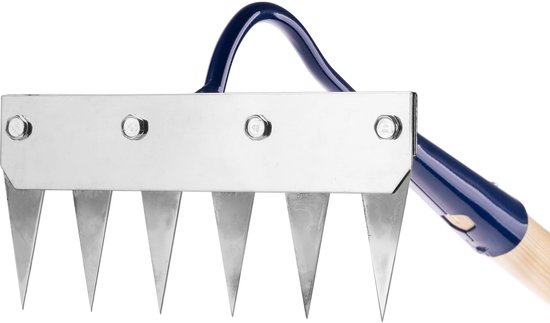 KADAX onkruid hark met 6 scherpe metalen tanden en een lange steel, 20 x 148 cm onkruidschoffel met metalen blad, tuinschoffel voor het verwijderen van onkruid en het losmaken van de grond in bloembedden, tuinhark — afbeelding 2