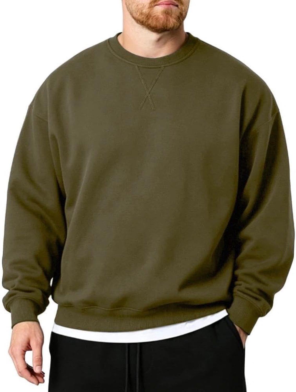 Fleece trui met ronde hals