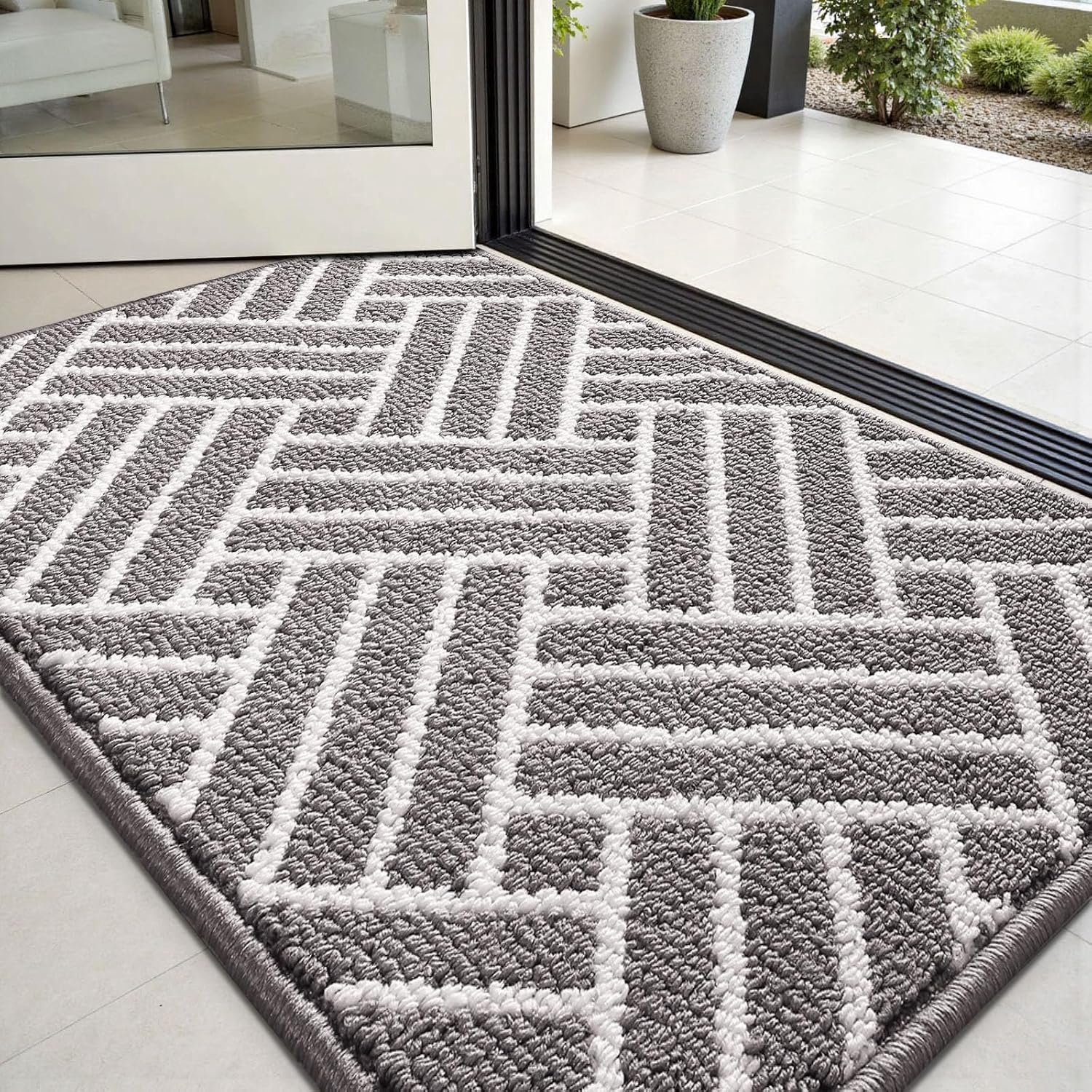 Mat 60x90 cm, wasbaar, met lijnenpatroon, hoog absorberend