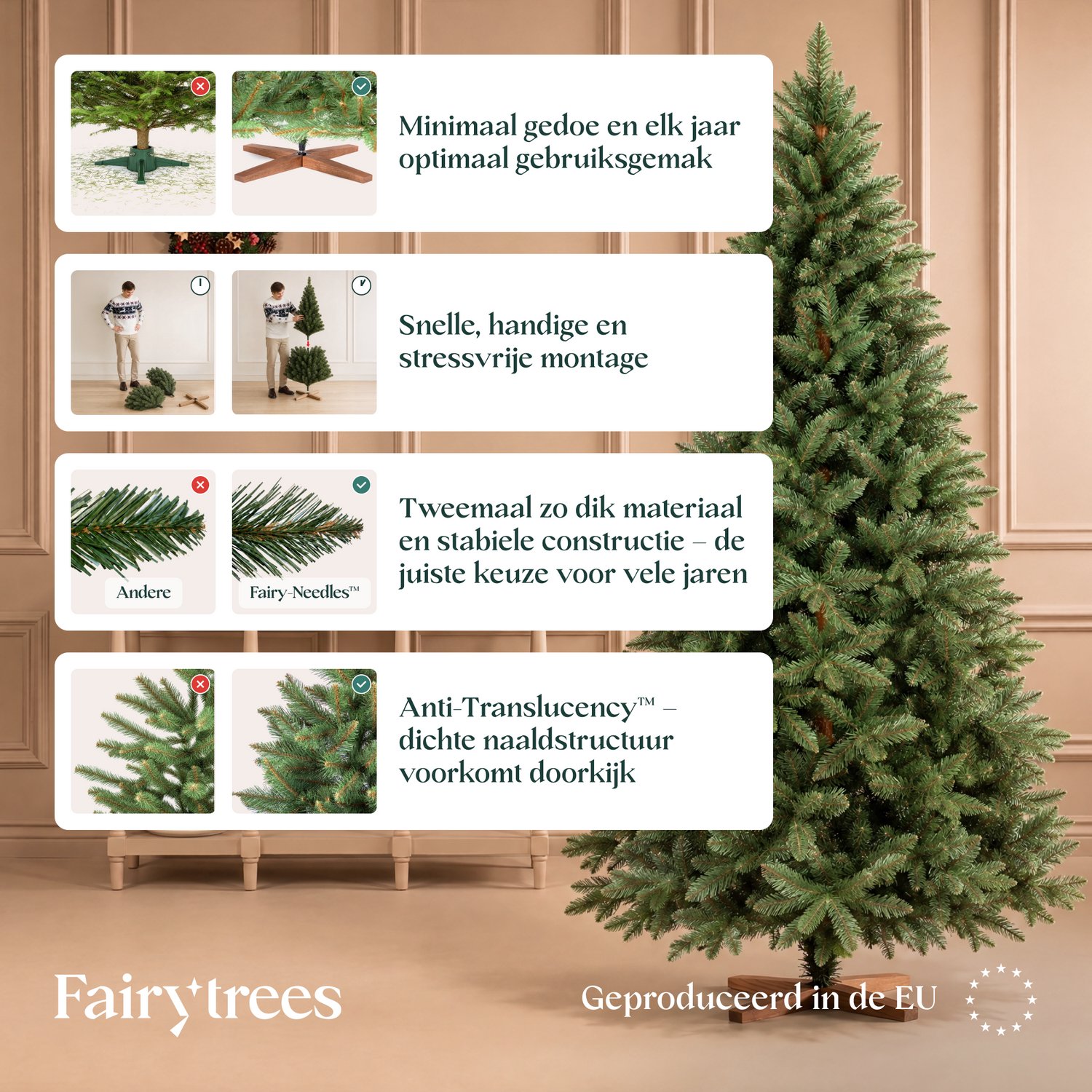 FAIRYTREES Kunstkerstboom, Nordmann-spar, 180 cm Natuurgetrouwe spuitgietelementen, made in EU (FT34) – foto 7