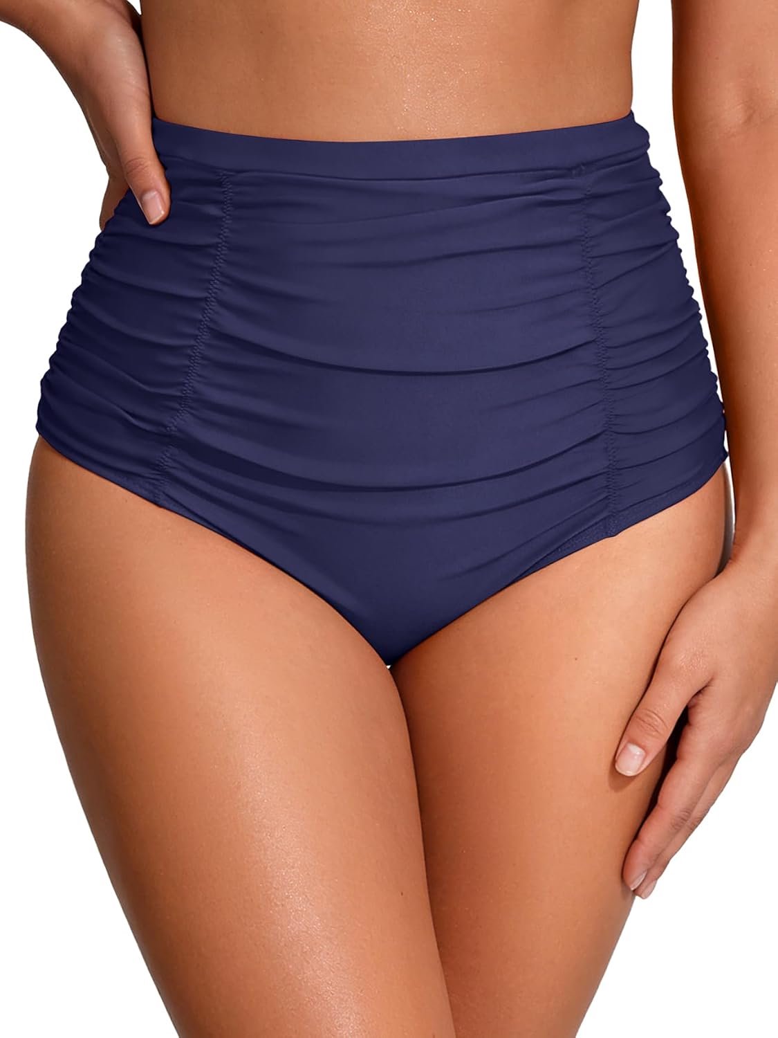 Taille bikinibroek met roosjes