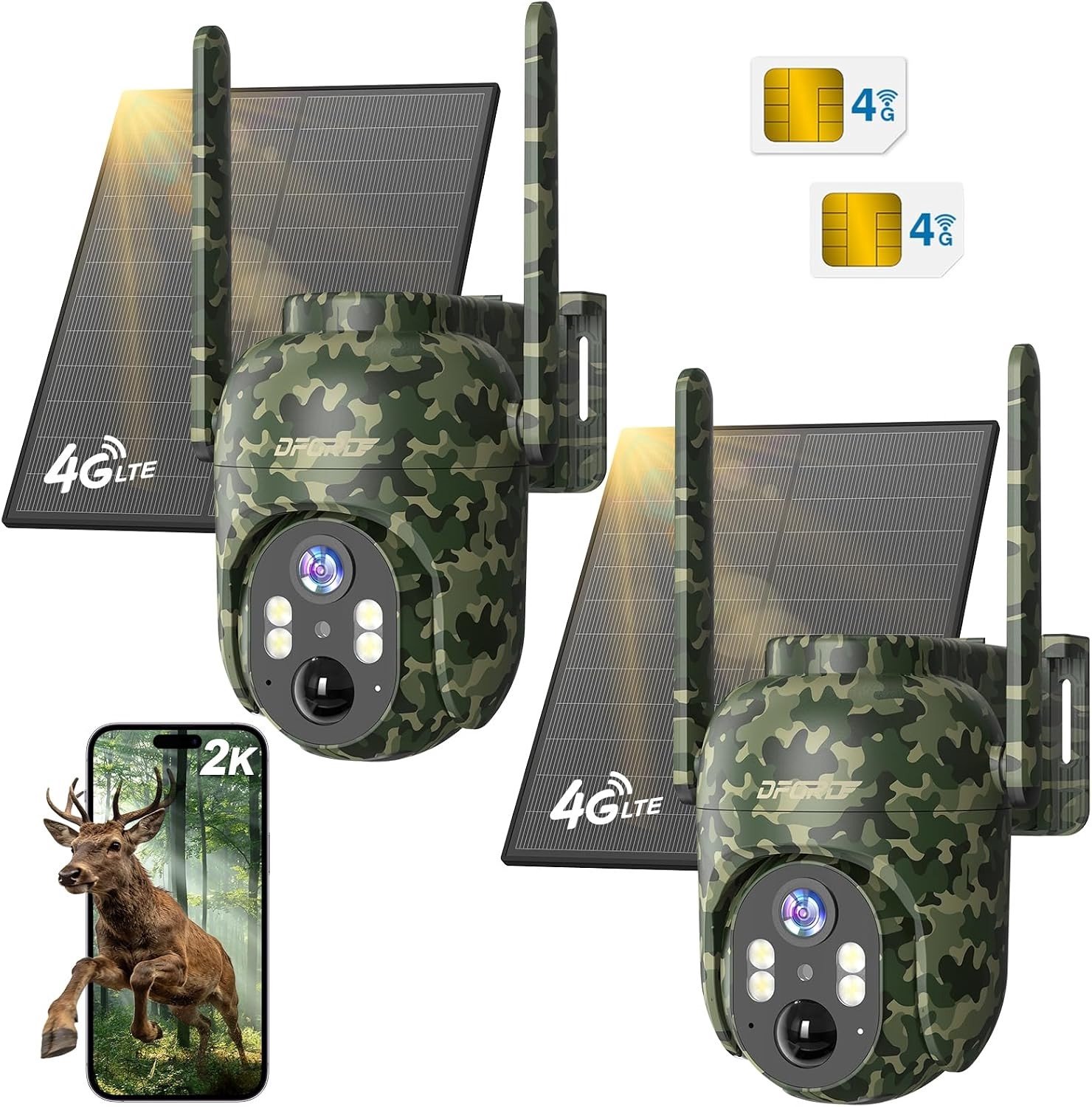 4G Wildcamera op Zonne-energie - Zwart - Draadloze Buitencamera met Simkaart - Voor Buiten Gebruik