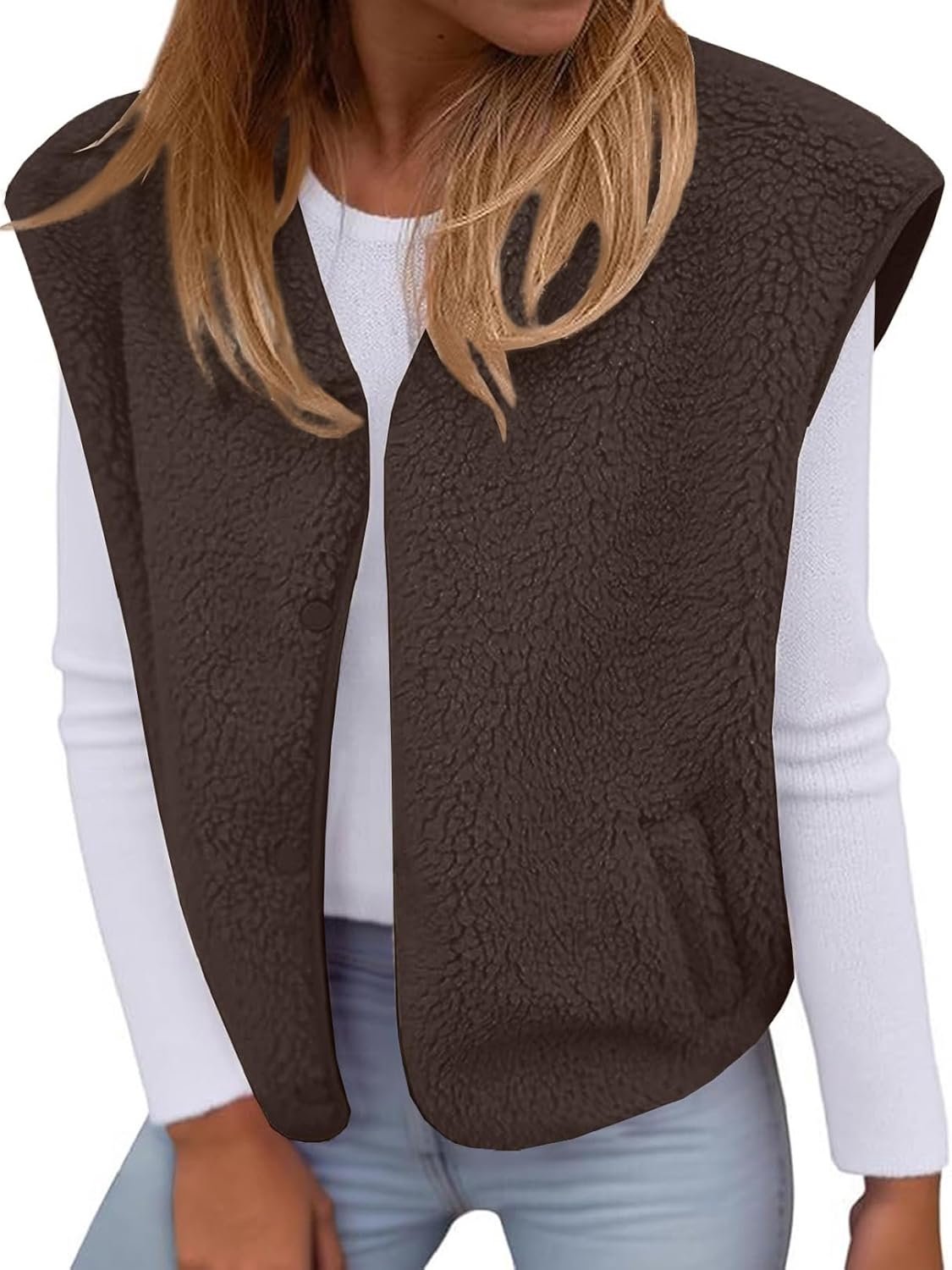 Zonder mouwen, teddy fleece