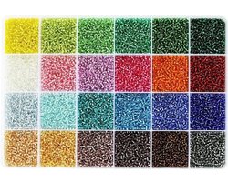 Glazen Zaadparels Set van 15600 Stuks in 24 Kleuren - 2mm Losse Parels met Opbergdoos voor Sieraden Maken en Armband Creatie