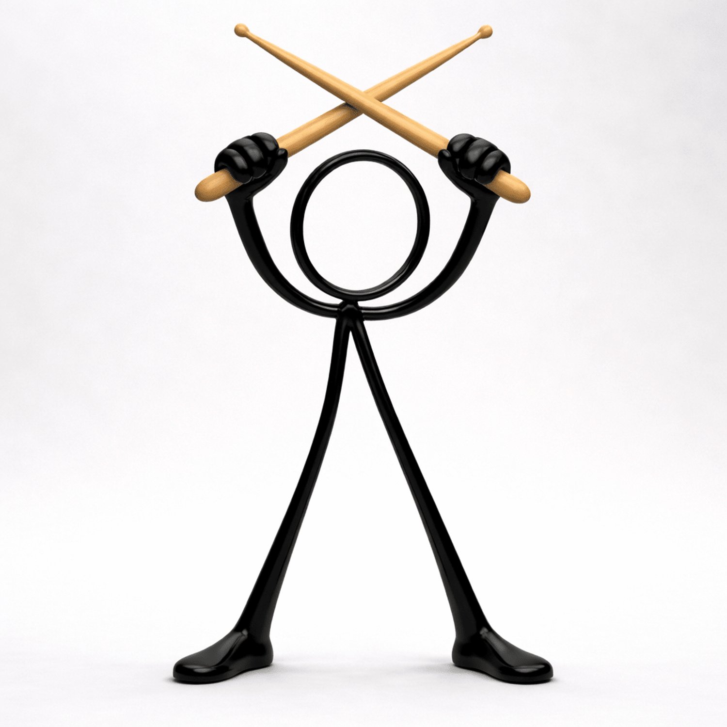 Stickyman Drummer - gekruiste houtkleurige drumstokken - 24 cm