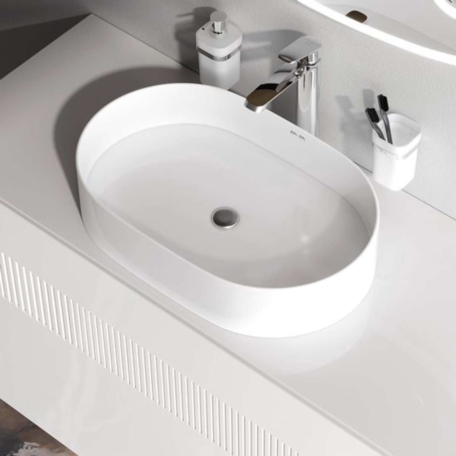Wastafel Ovaal Keramiek Wit voor Badkamer en Toilet - Compact Design 51x35 cm