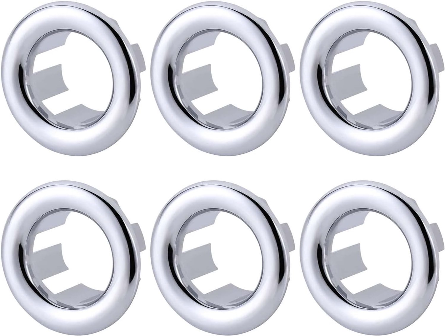 Basin Overflow Ring 6 stuks - Universeel voor badkamer wastafel - Hoogwaardige chrome ABS - Voorkomt waterschade - ShopVlot