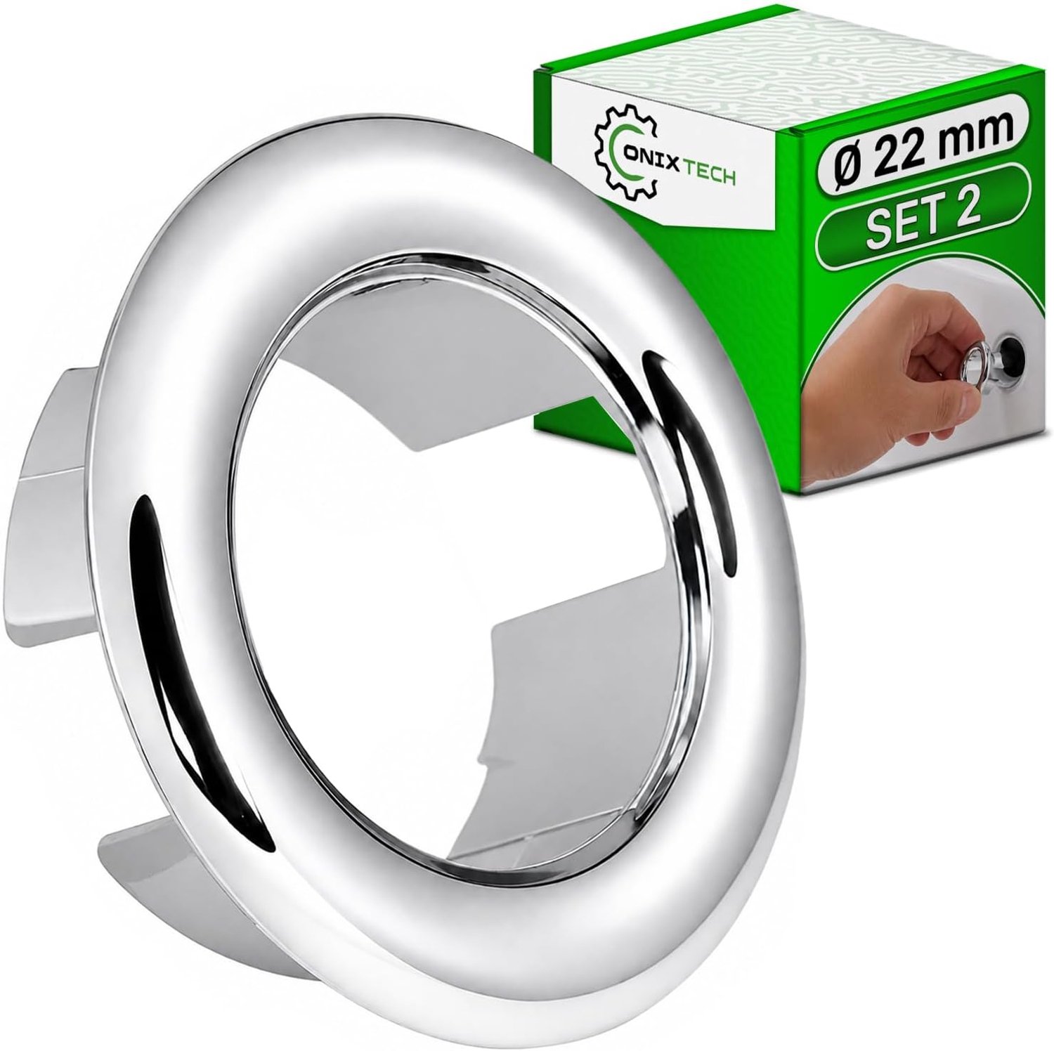 Afvoer ring Ø22mm - Chroom kunststof - 2 stuks - netjes afwerken - Vemera