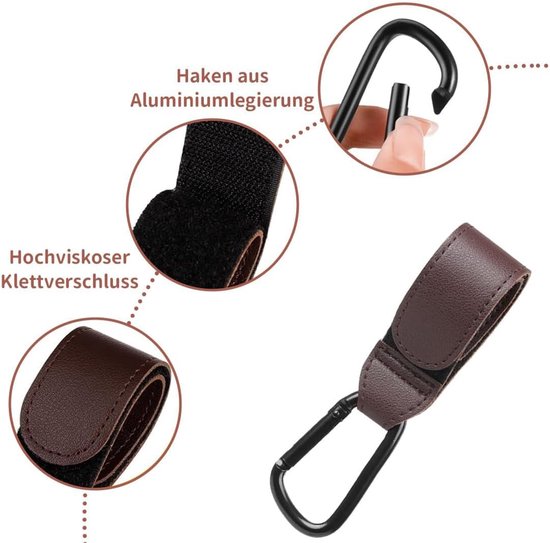 Shabany® Hook 2 Pieces Universal Fit Holder Universal Hooks Pram Hook Bag Hook Adjustable Robust Velcro Pocket Holder - ShopVlot — afbeelding 3