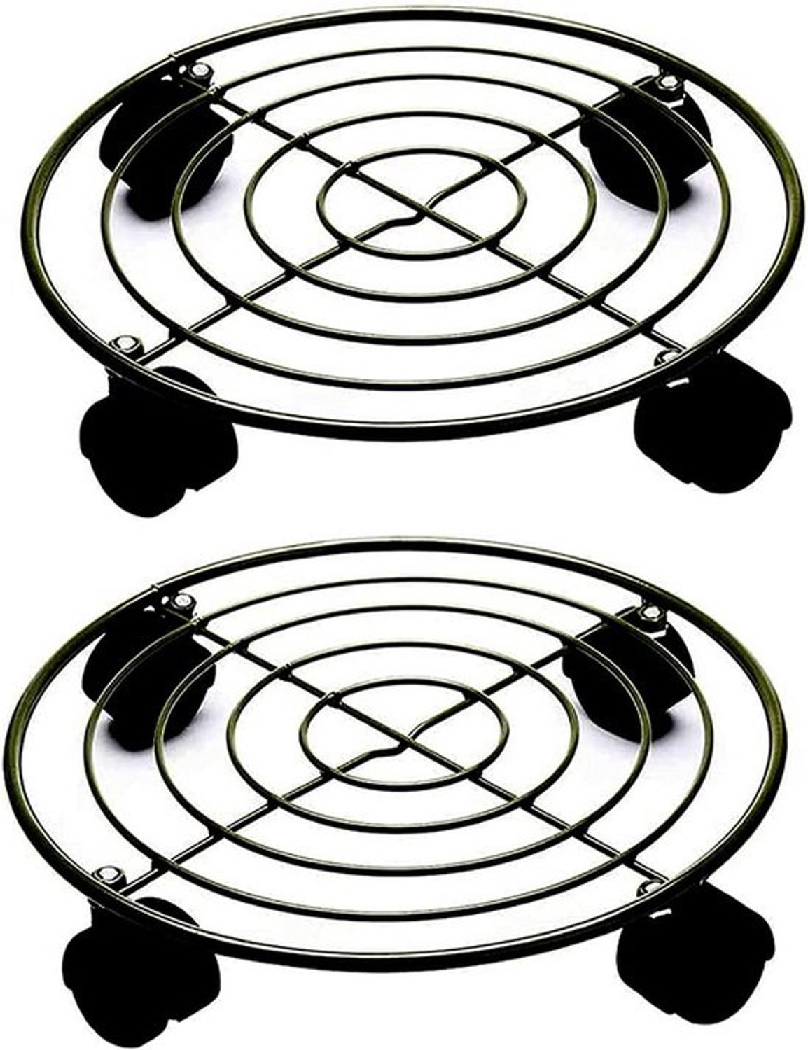 Ronde Planten Trolley met Wielen voor Binnen en Buiten - Verrijdbare Plantenstandaard - 2 Stuks