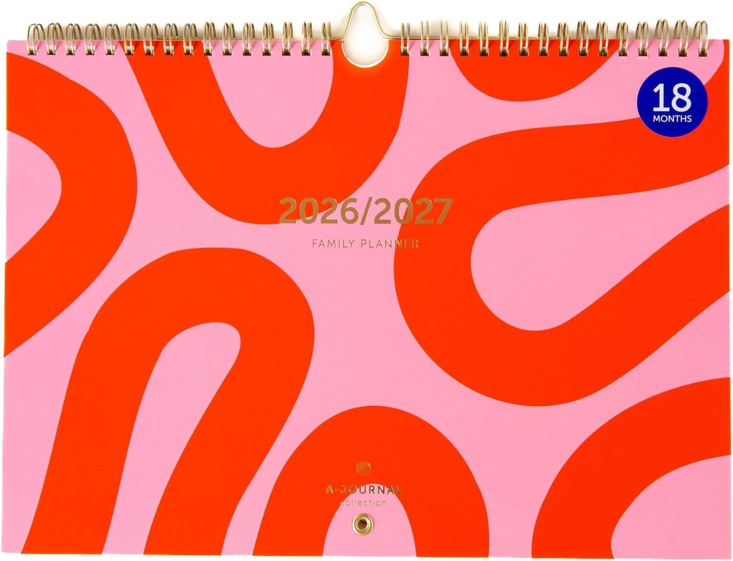Familieplanner - Flow Blauw - 18 maanden - Spiraalgebonden met Checklists - Voor Gezinnen