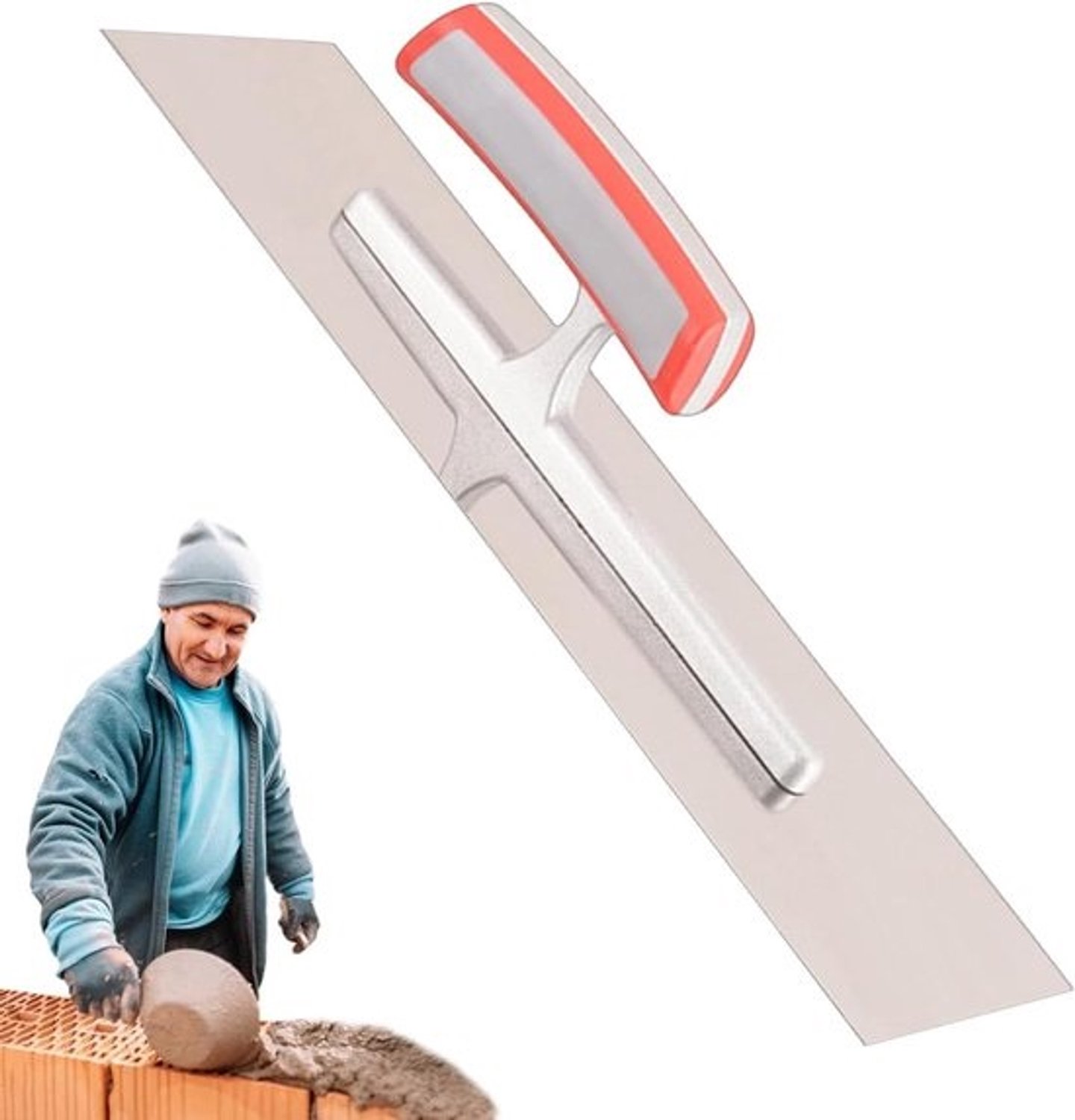 Metseltroffel - Afwerktroffel Betonspatel - Beton Egaliseren - Ergonomische Grip - 35 cm - Zilver