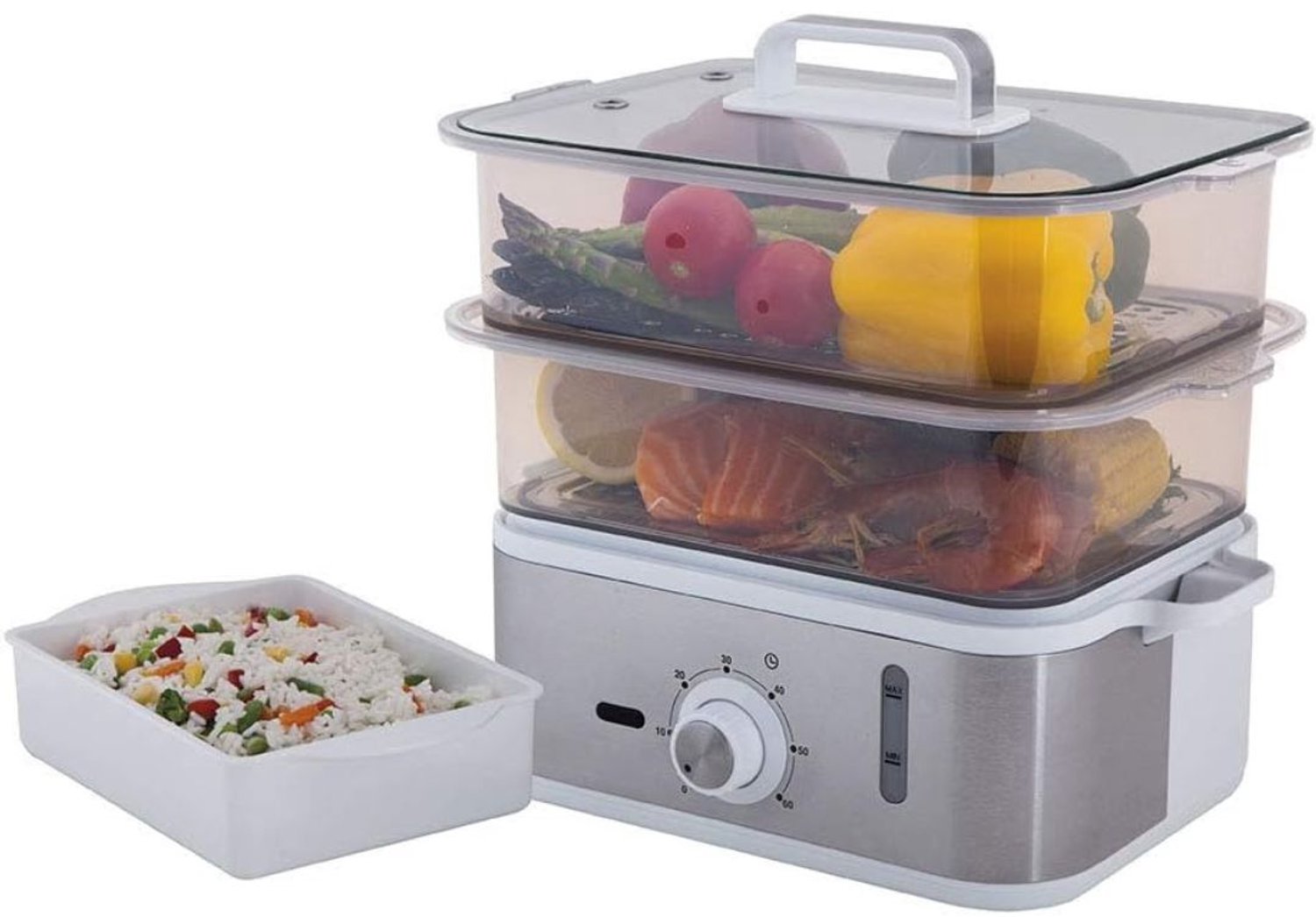 Stoomkoker - Groente Stomer - Stomer - Wit - 33cm x 24cm x 31cm