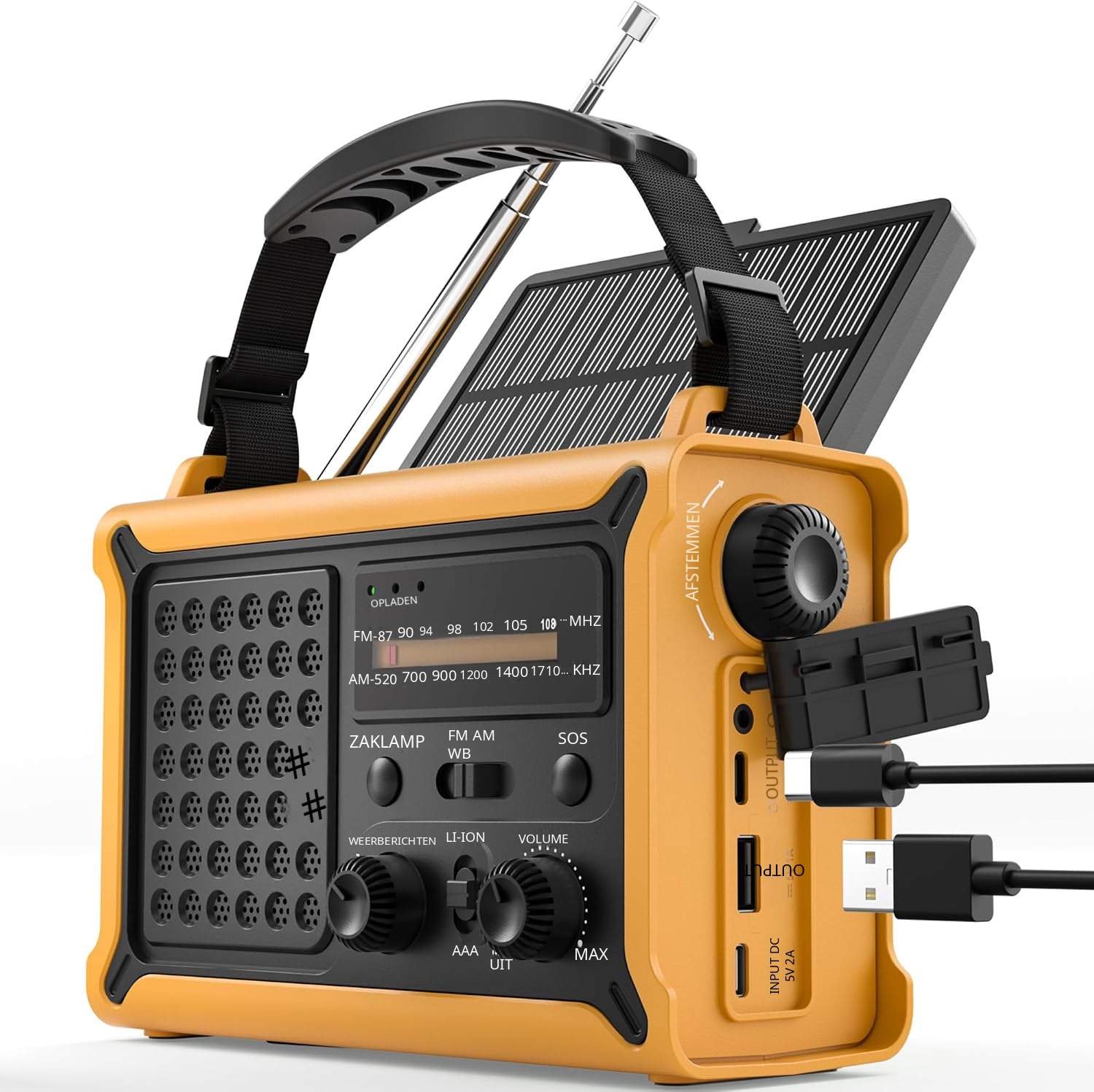 QEVA Transistor Radio op Batterijen - Draagbare Radio - Batterijradio - Geel - 8cm x 18cm x 13cm