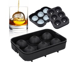 Siliconen IJsblokjesvorm voor 6 Ronde Drankjes - Zwart