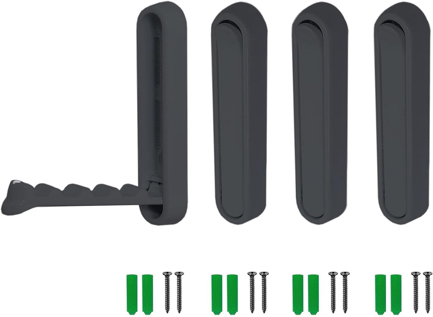 SnelShoppen - 4 x Opvouwbare Magnetische Kapstokhaken - Onzichtbare Wandhaak voor Jas, Sjaal, Hoed, Gewaad en Sleutelportemonnee - Zwart - 105 mm
