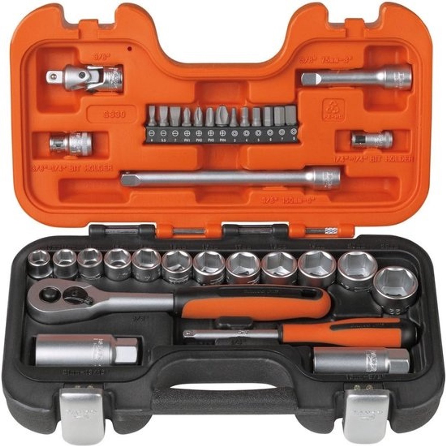 BAHCO dopsleutelhouder, 1/4 inch en 3/8 inch, 16 stuks, S330 x 6 stuks