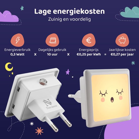 Nuvance Nachtlampje - Nachtlampje Kinderen - 2 Stuks - Nachtlampje Stopcontact - Dimmen - Stopcontact Lampje - Nachtlamp Kind van Nuvance — afbeelding 4