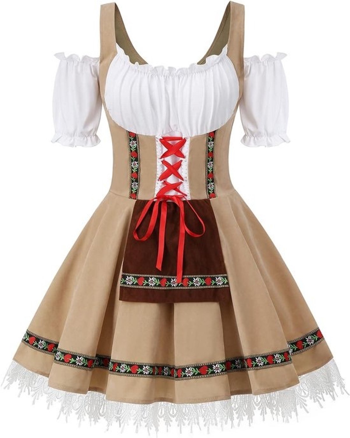 Oktoberfest Jurk - Bierjurk Traditioneel - Feestelijke Gelegenheid - Off-Shoulder Design - Korte Mouwen - Meerdere Kleuren