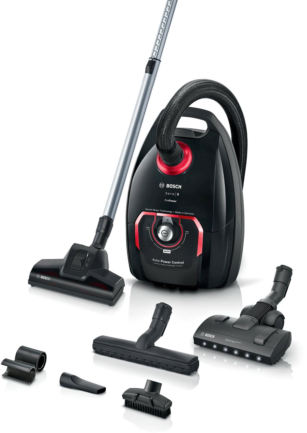 Bosch Serie 8 BGL8POW0L stofzuiger 5 l Cilinderstofzuiger Droog 890 W Stofzak Zwart;Rood