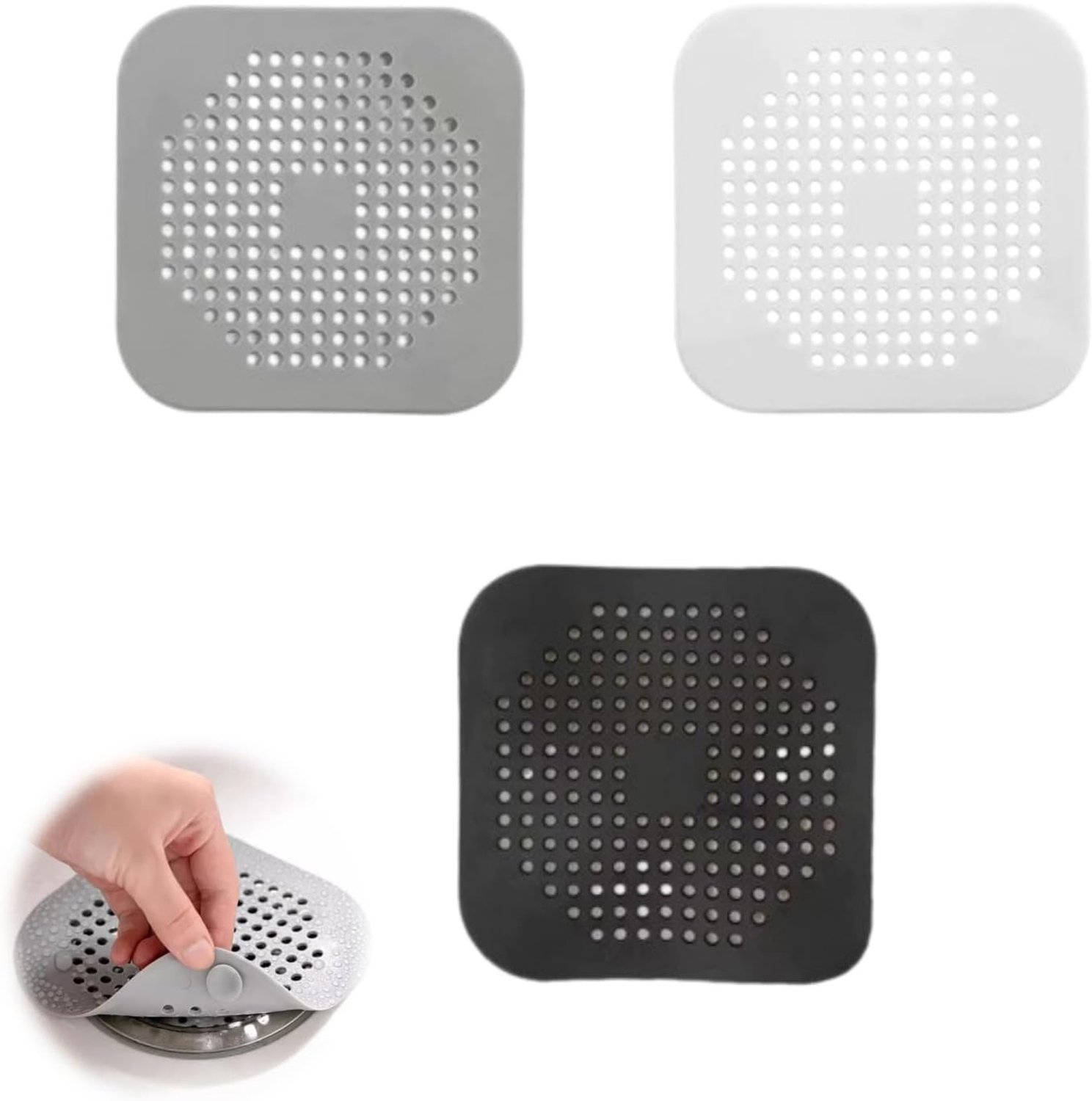 Siliconen afvoerbeschermer 3 stuks - duurzame haarvanger - met zuignappen - voorkomt verstopping - ShopVlot
