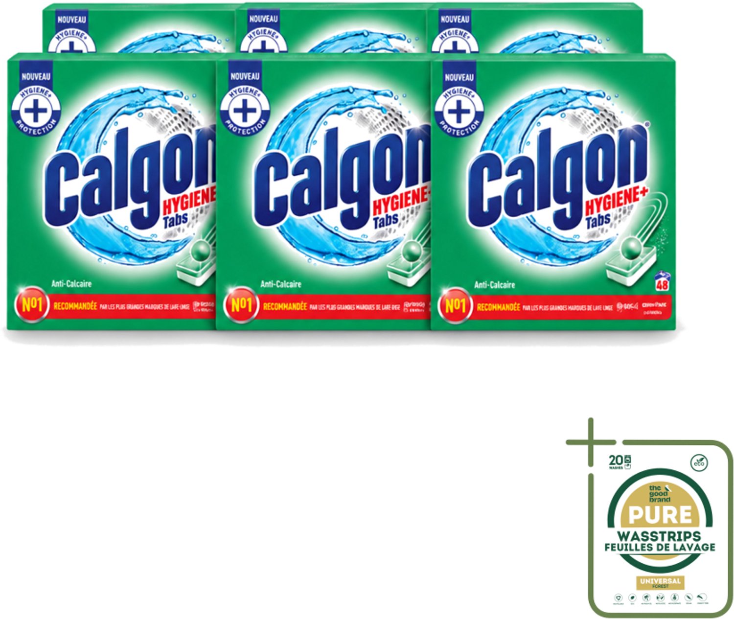 6 x Calgon - Wasmachinereiniger - Tegen Kalkaanslag - 48 Tabletten - Wasstrips - Wasmachine Reinigen - Kalkafzetten - Wasmachine Beschermen - Wasmachine Onderhoud - Wasmachine Tabletten