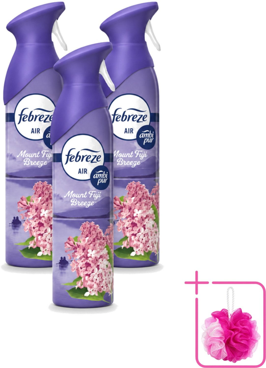 3 x Febreze – Luchtspray – Mount Fuji Breeze – 185 ml - Bulkverpakking - Luchtverfrisser spray - Douchemop - Geurverwijdering