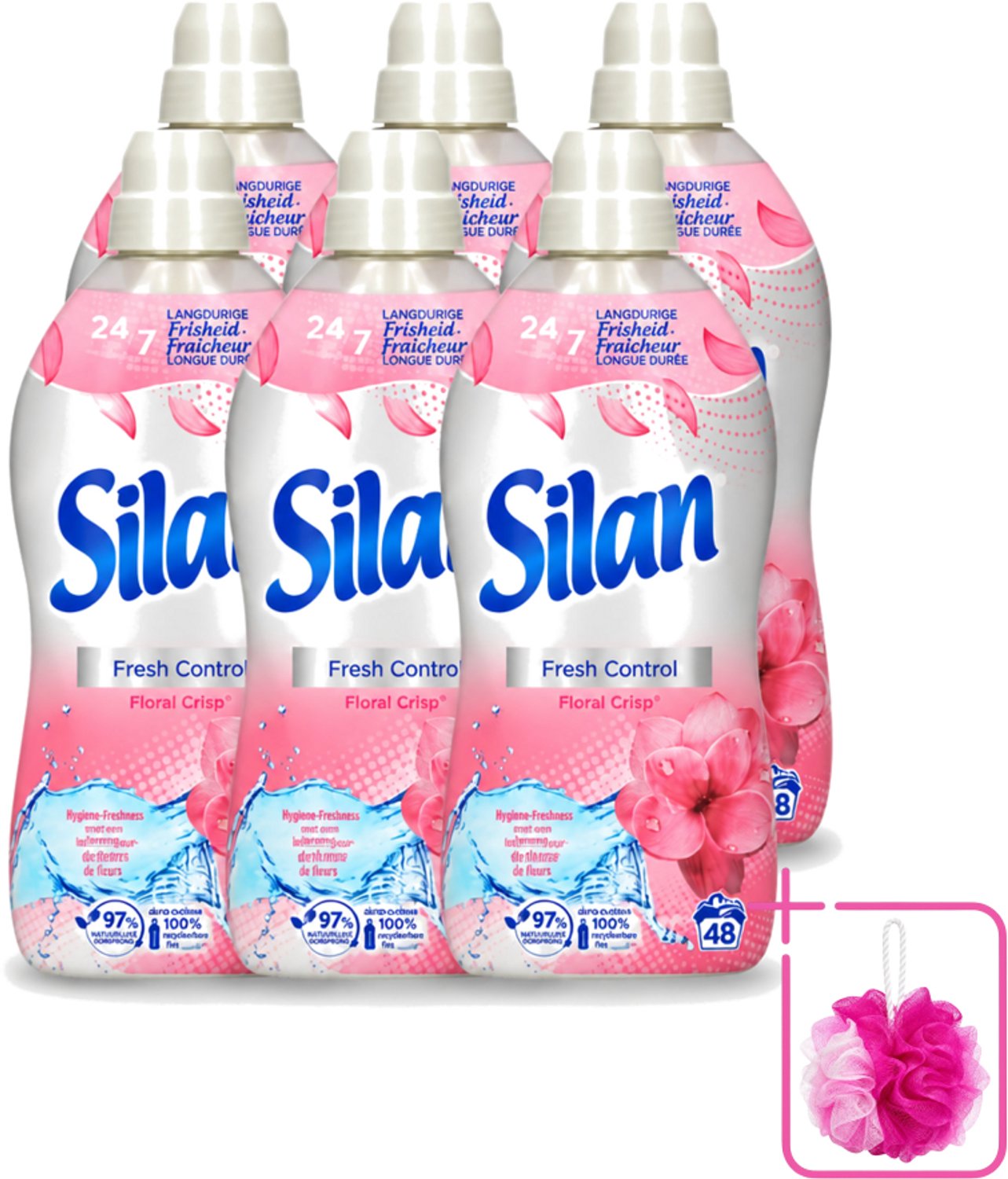 6 x Silan – Wasverzachter – Fresh Control Floral Crisp – 1056 ml - Bulkverpakking - Wasverzachter - Douchemop - Frisheid