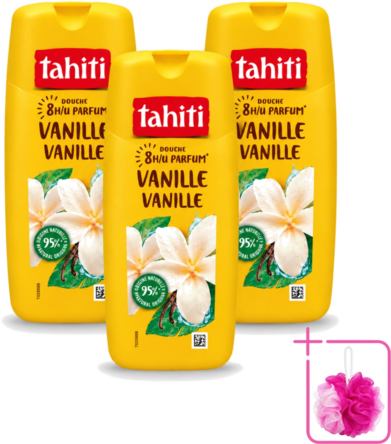 3 x Tahiti – Douchegel – Vanille - 315 ml - Bulkverpakking - Douchegel vanille - Douchemop - Warme geur