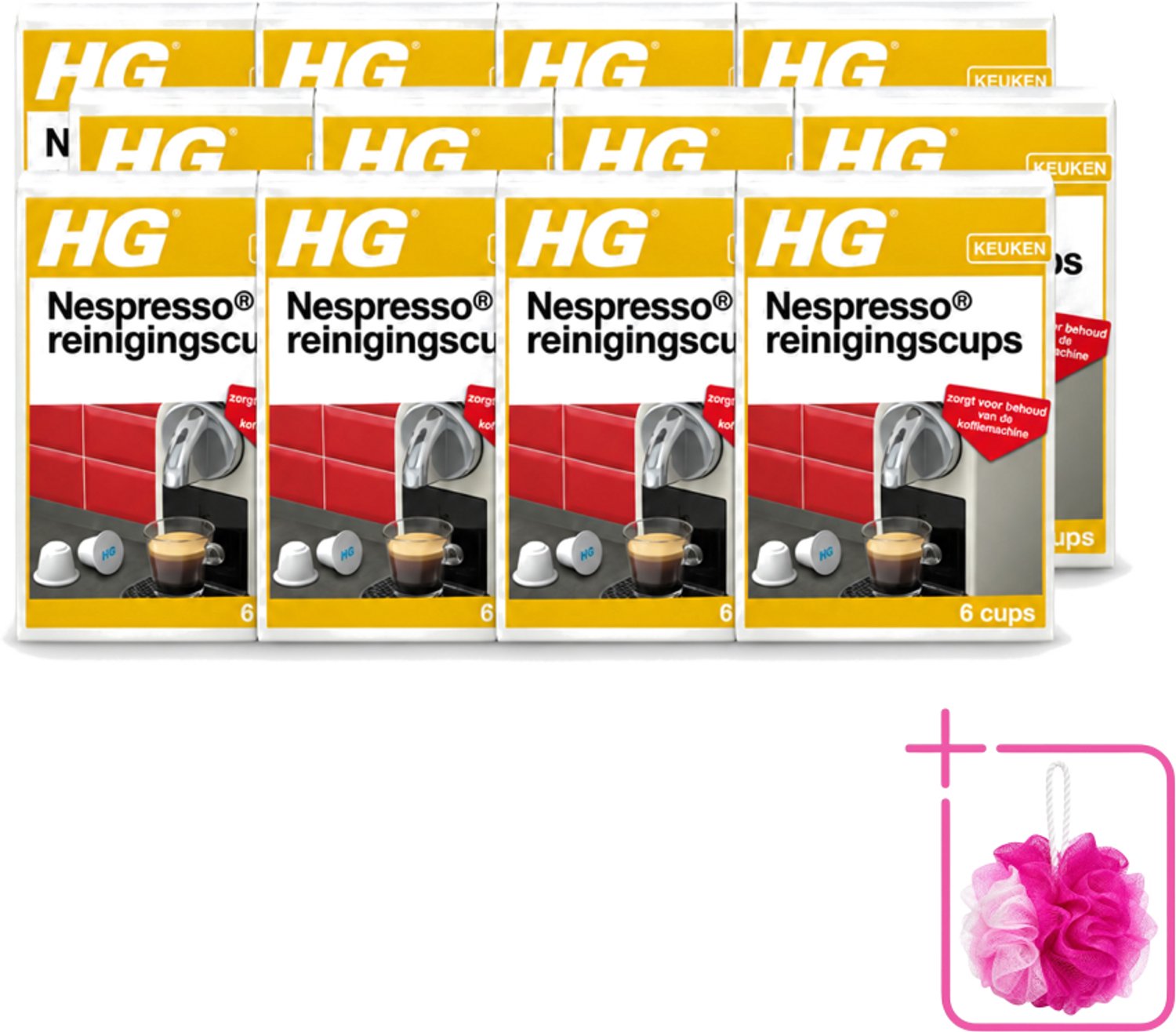 12 x HG - Nespresso Reinigingscups - Verwijdert Grondig Vet & Aanslag - 6 Reinigingscups - Bulkverpakking - Nespresso reinigen - Douchemop - Koffie reinigen