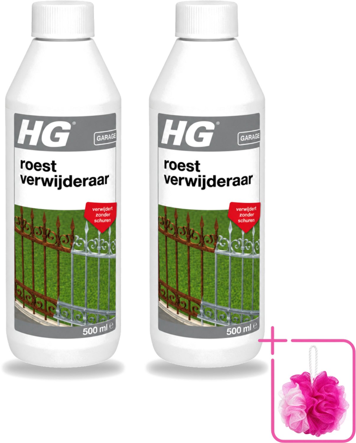 2 x HG - Roestverwijderaar - Verwijdert Zonder Schuren - Snel & Effectief - 500 ml - Bulkverpakking - Roestverwijderaar - Douchemop - Roestverwijderen
