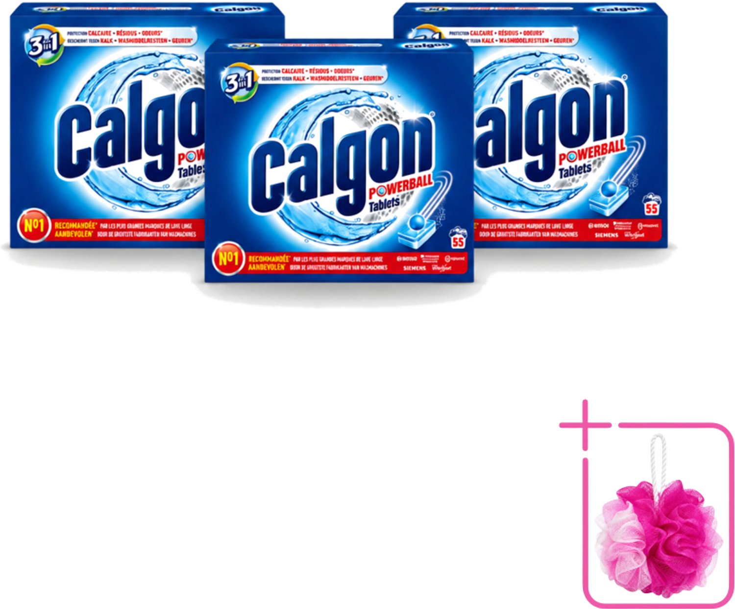 3 x Calgon - Wasmachinereiniger - Tegen Kalkaanslag / Wasmiddelresten / Geuren - 55 Tabletten - Bulkverpakking - Wasmachine reinigen - Douchemop - Kalkaanslag voorkomen