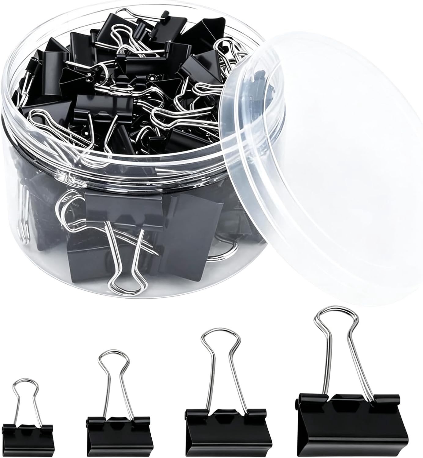 Set Metalen Briefklemmen - Zwart - 4 verschillende maten - Duurzaam Staal - Voor Kantoor en ThUIS