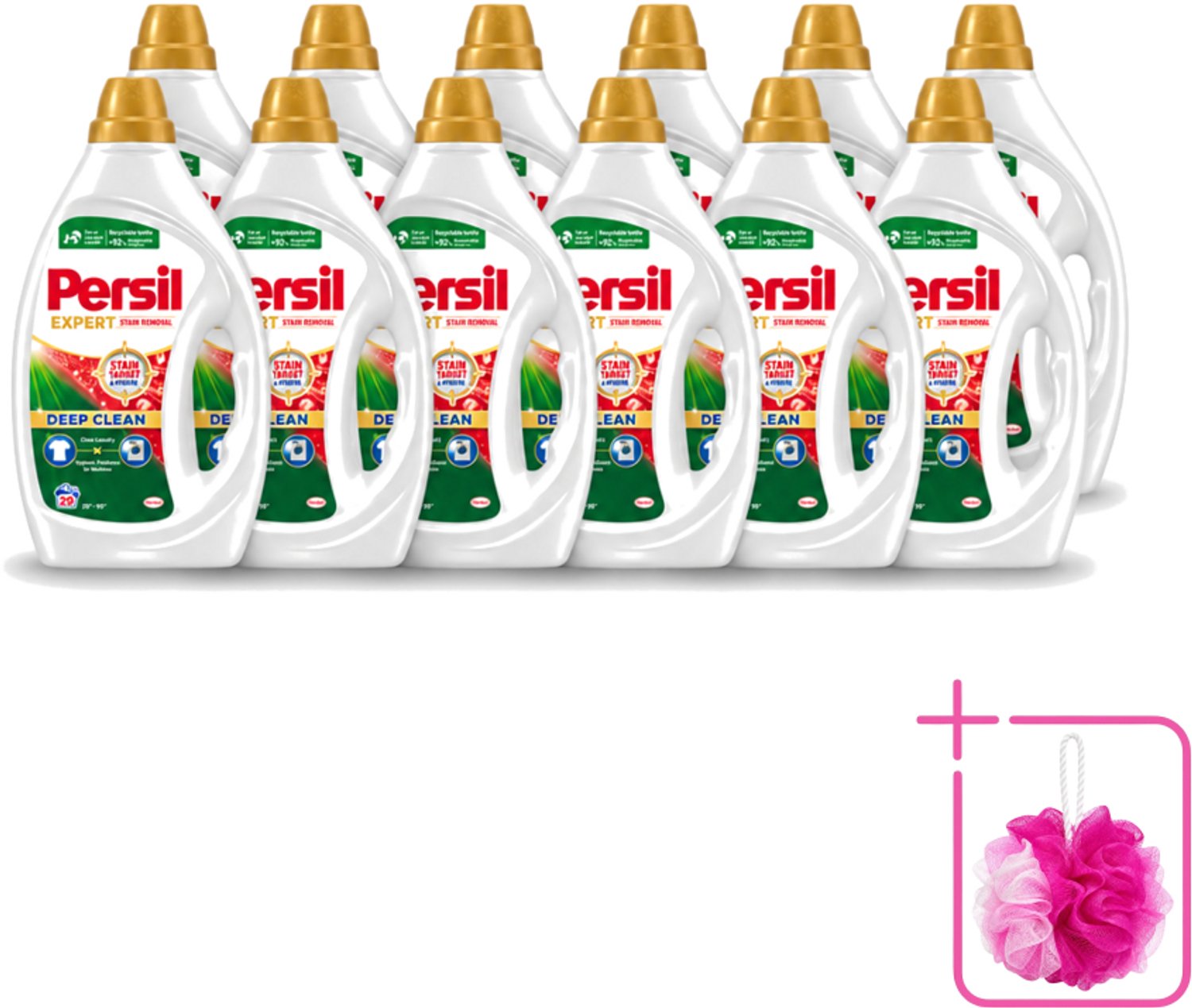12 x Persil Expert - Vlekverwijdering - Vloeibaar Wasmiddel - Witte en Gekleurde Was - 29 Wasbeurten - Bulkverpakking - Vlekverwijdering - Douchemop - Wasmiddel