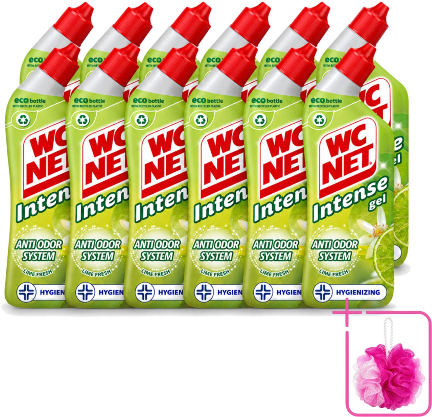 12 x WC Net - Toiletreiniger - Gel - Met Limoen- 750 ml - Bulkverpakking - WC net - Douchemop - Toilet reiniger