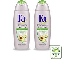 Fa 2 x - Douchecrème Met Lotion - Avocado - 250 ml - Grootverpakking - Douchecrème - Bodylotion - Avocado Geur - Hydratatie - Huid Verzorging