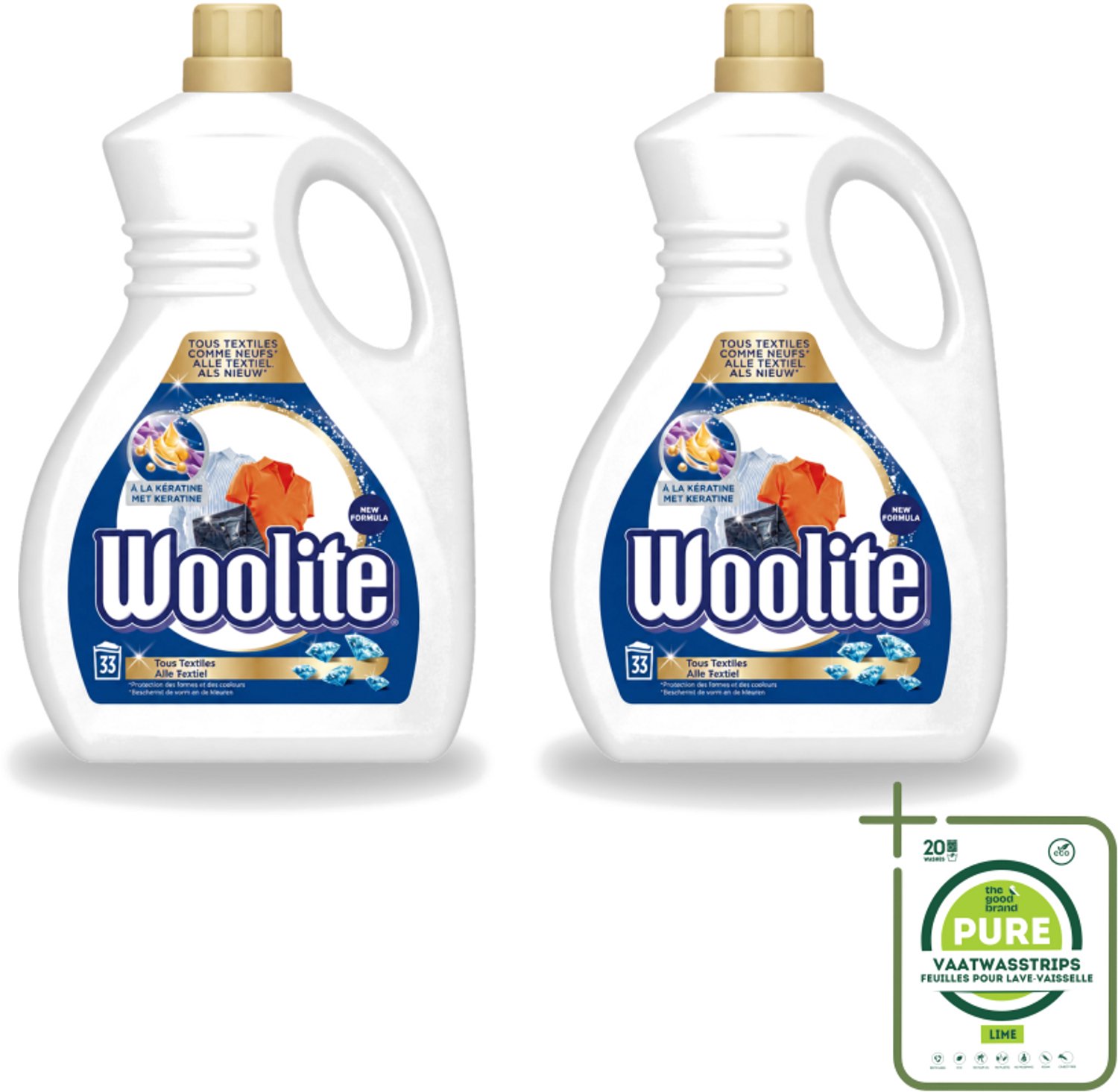 2 x Woolite Textile - Vloeibaar Wasmiddel - Met Keratine - Textiel Was - 33 Wasbeurten - 2L - Grootverpakking - Vaatwasstrips - Wasmiddel Textiel - Keratine Wasmiddel - Wasmiddel Voor Textiel - Wasmiddel Voor Kleding - Wasmiddel Met Keratine
