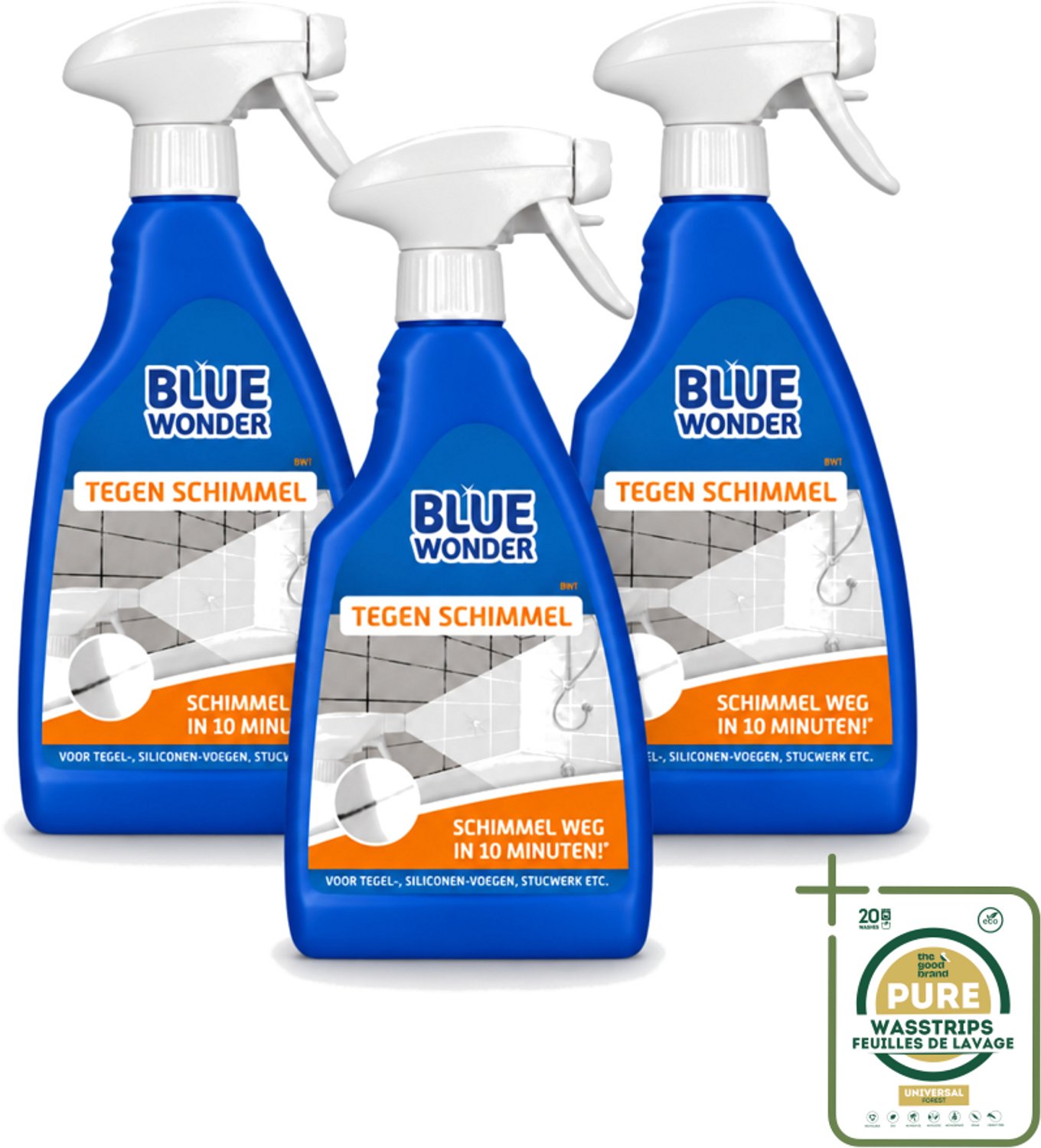 3 x Blue Wonder - Speciaalreiniger tegen Schimmel - Sprayfles - 500 ml - Schimmel Reinigen - Schimmel Weg - Schimmel Op Wanden - Schimmel Op Vloer - Schimmel Op Voegen