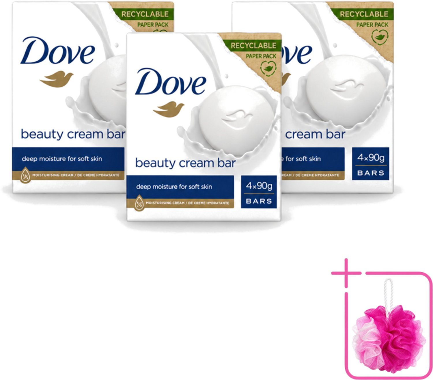 3 x Dove Original - Zeep - Beauty Cream Bar - 360 g - Bulkverpakking - Zachte reiniging - Douchemop - Gezichtszeep