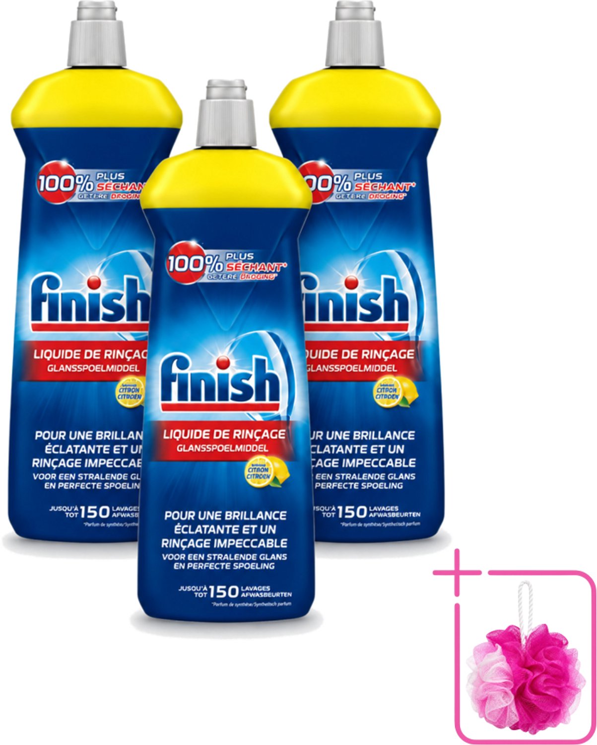 3 x Finish – Glansspoelmiddel – Citroen – 800 ml - Bulkverpakking - Glansspoelmiddel citroen - Glansspoelmiddel