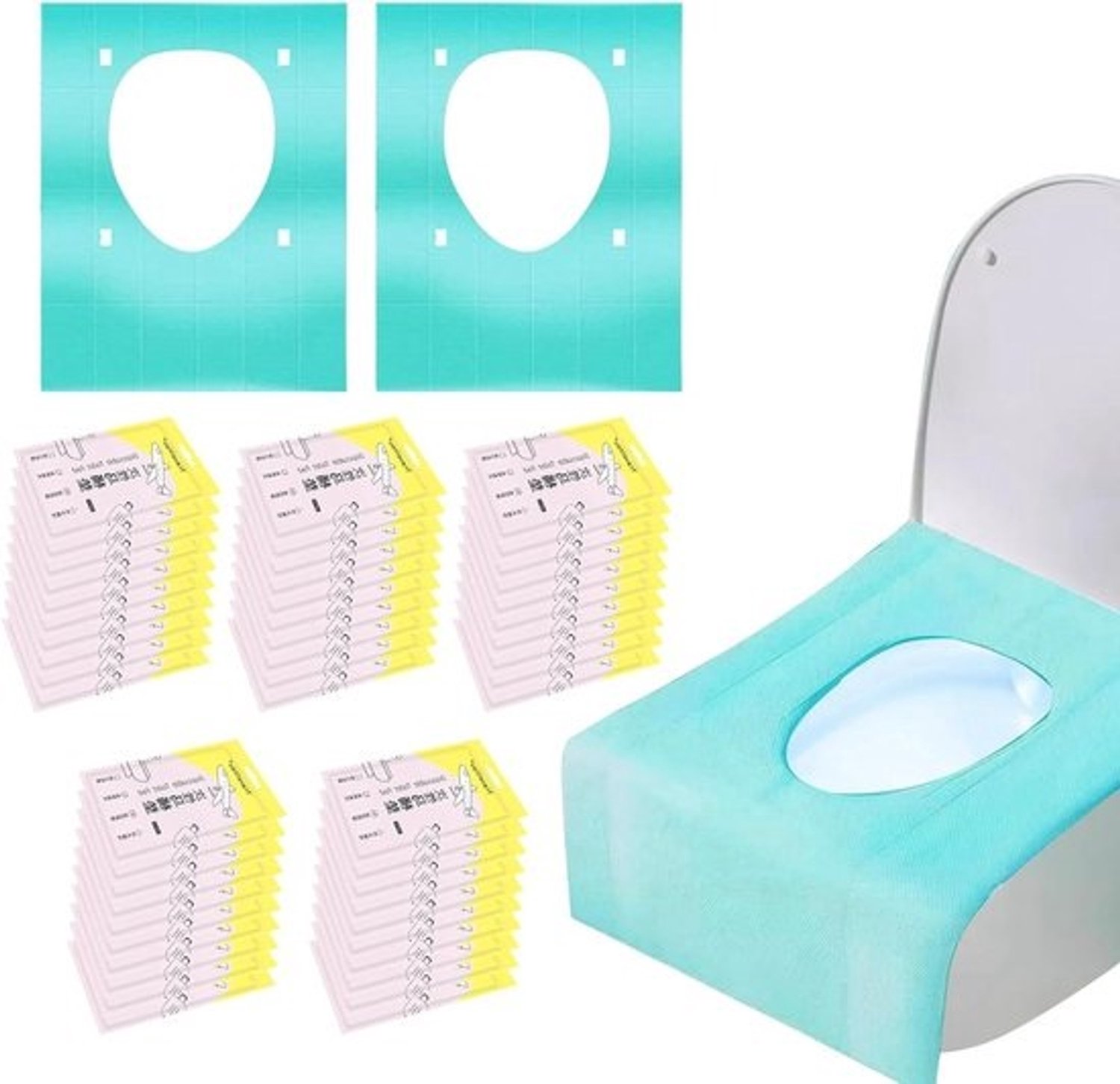 Wegwerp Toilet Pads - Toilet Seat Covers - Reizen en Openbaar Gebruik - Zelfklevend en Waterdicht - XL 60x40cm - Groen