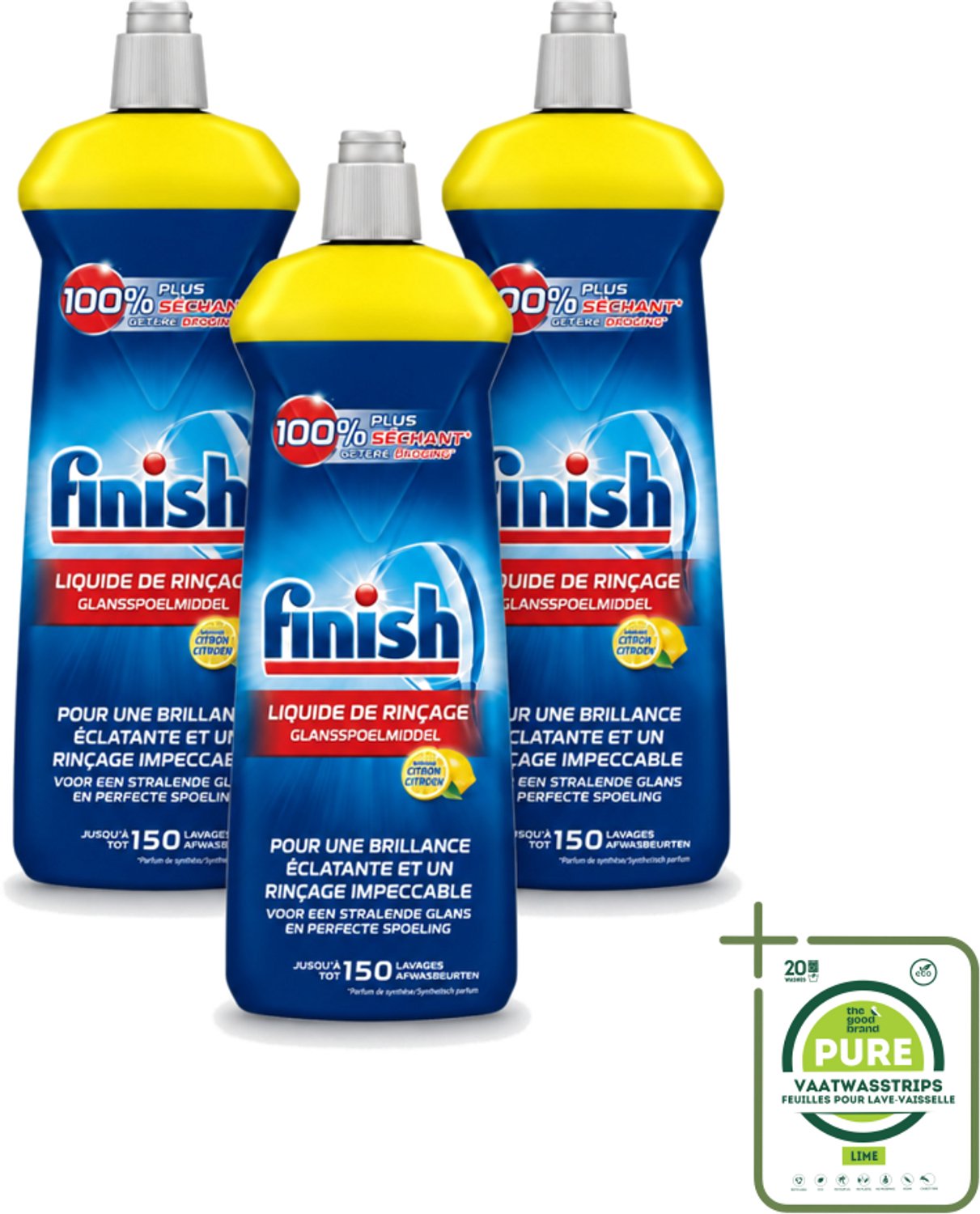 3 x Finish – Glansspoelmiddel – Citroen – 800 ml - Grootverpakking - Glansspoelmiddel Citroen - Glansspoelmiddel - Vaatwasser - Glans - Droogresultaat