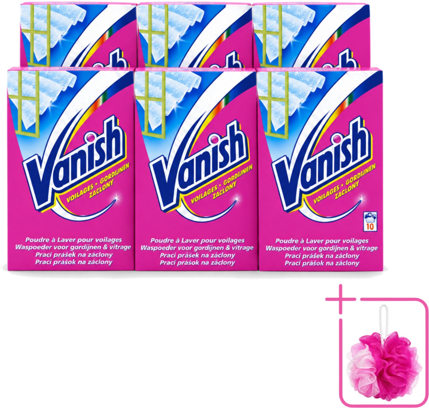 6 x Vanish Gordijnen - Waspoeder - Voor Gordijnen & Vitrage - 10 Wasbeurten - Bulkverpakking - Gordijnen reinigen - Douchemop - Vitrage reinigen