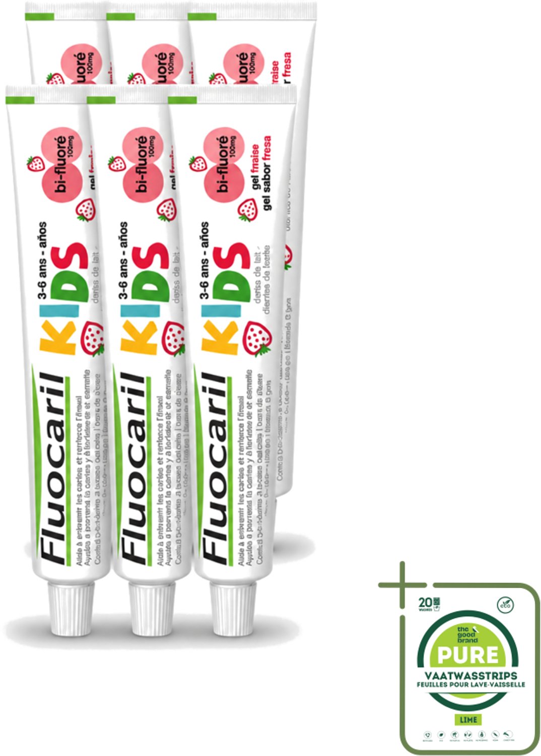 6 x Fluocaril Kids - Bi-Fluoride - Tandpasta - Met Aardbeiensmaak - 3 tot 6 jaar - 50 ml - Grootverpakking - Tandpasta Voor Kinderen - Melktanden Beschermen - Bi-fluoride Tandpasta - Aardbeiensmaak Tandpasta - Tandenpoetsen Voor Kinderen