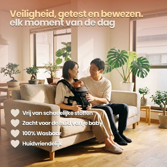 Sovani Adapt - Draagzak - Ergonomische Baby Draagzak 0-36mnd - Luxe Buikdrager tot 15 kg - OEKO-TEX Katoen - Handsfree Comfort - Met Rugsteun - Beige — afbeelding 4