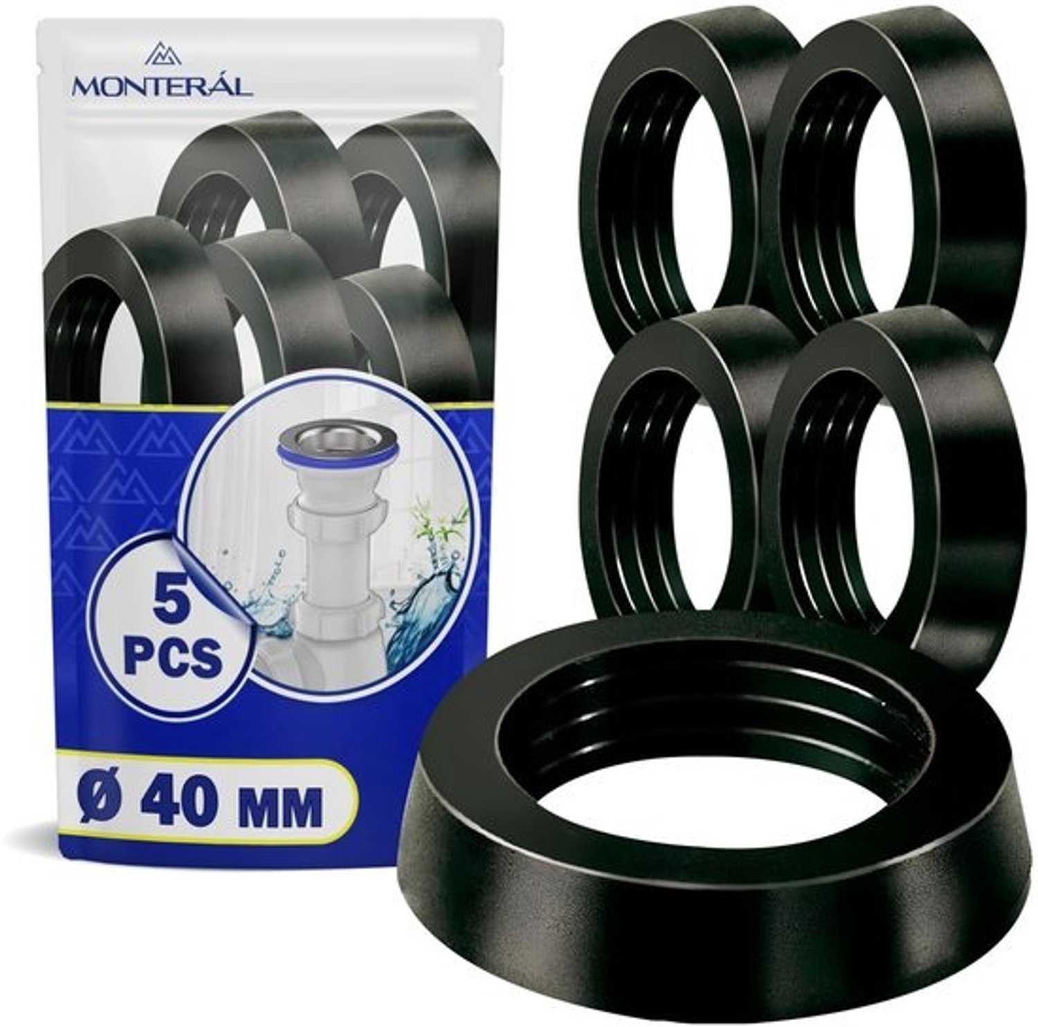 Conische Rubberen Schijven - Sifon Afdichtingen - Afvoer Reparatie - Flexibele Kunststof - Ø 40 mm